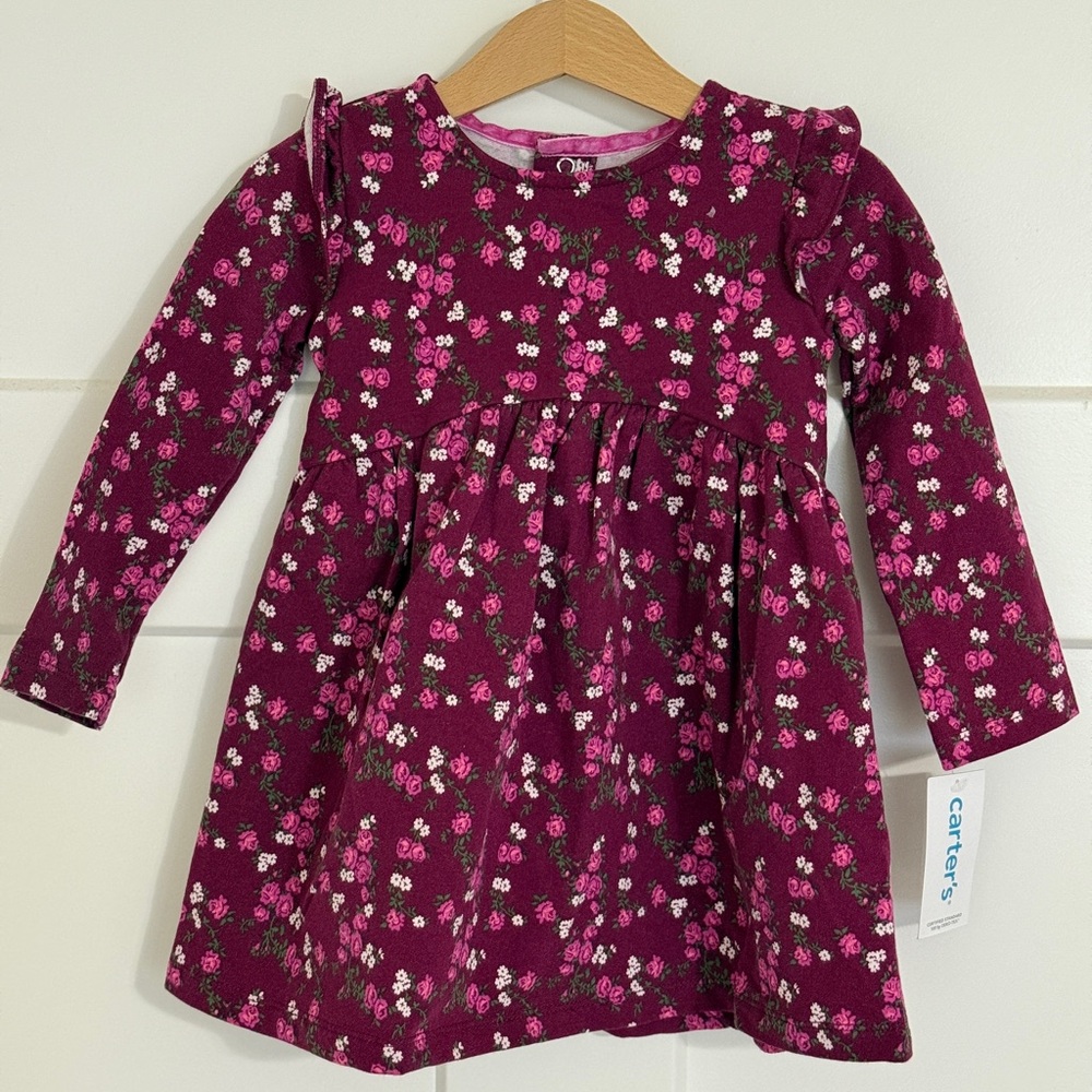 Carter's Burgundy Floral Long Sleeve Dress